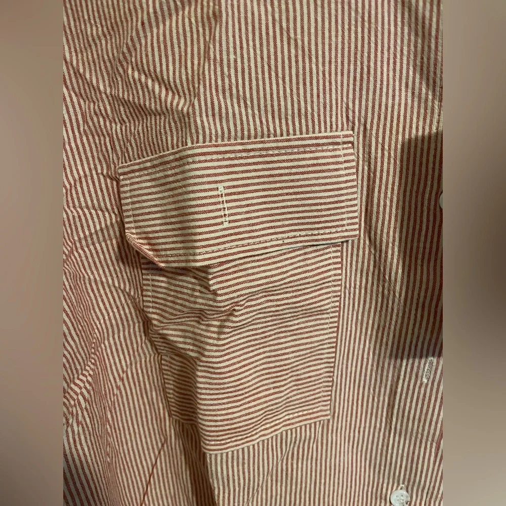 Sz L OMSJ OMSJ Women's Striped Button Down Shirts Casual Long Sleeve Stylish V - Picture 9 of 12